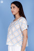 Slub Cotton Crop Top In Gold Block Print